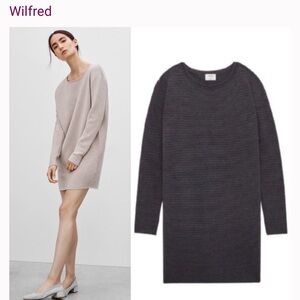 Wilfred Aritzia Cashmere Silk Cotton Campanule’ Ribbed Sweater Dress  Sz M Cozy